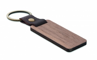 Logo trade business gifts image of: Key ring in walnut and PU Kokkola
