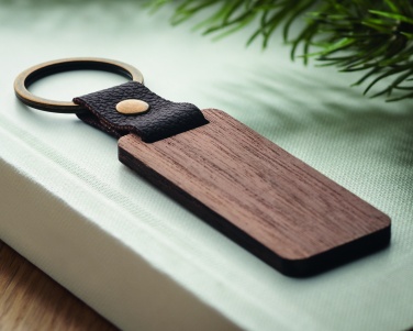Logotrade promotional products photo of: Key ring in walnut and PU Kokkola