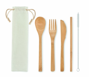 Logo trade promotional item photo of: Bamboo cutlery with straw