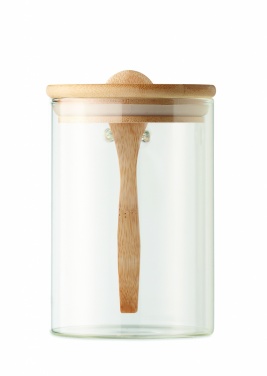 Logotrade promotional item picture of: Glass jar with spoon 600 ml