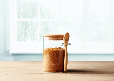 Logotrade promotional product picture of: Glass jar with spoon 600 ml