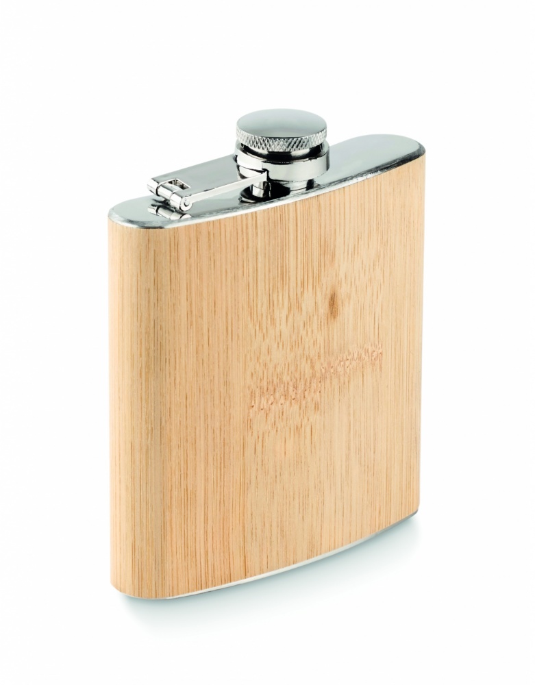 Logo trade promotional gifts image of: Bamboo slim hip flask 170ml