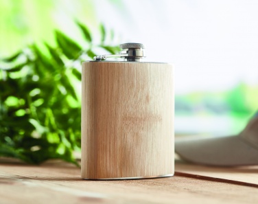 Logotrade promotional merchandise photo of: Bamboo slim hip flask 170ml