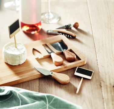 Logo trade promotional gifts image of: Bamboo Cheese board set Leipzig