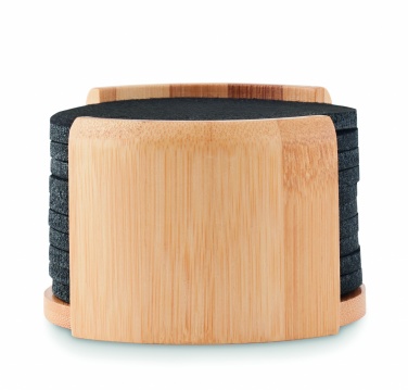 Logotrade promotional item picture of: RPET coasters in bamboo holder