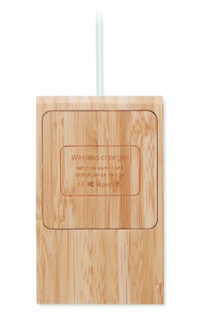 Logo trade promotional products picture of: Bamboo wireless charger  10W ODOS