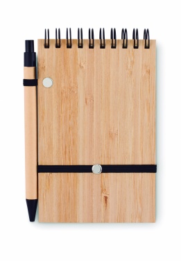 Logotrade promotional gift image of: A6 bamboo notepad with pen SONORABAM