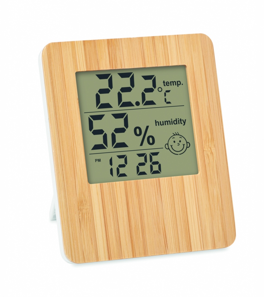 Logo trade promotional products image of: Bamboo weather station