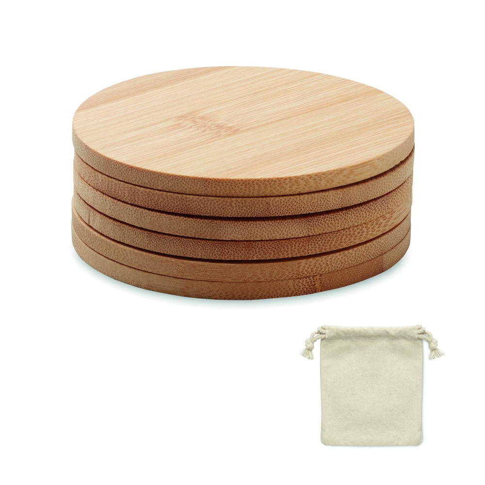 Logotrade advertising product picture of: Set of 6 bamboo coasters