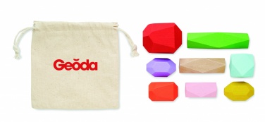 Logo trade promotional item photo of: 8 stacking wood rocks in pouch