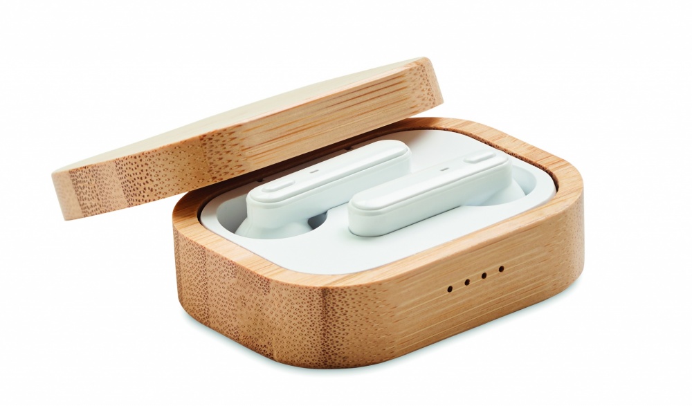Logotrade advertising product image of: TWS earbuds in bamboo case