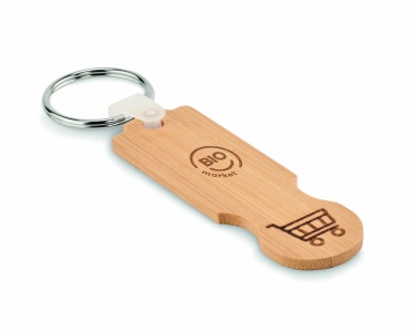 Logo trade advertising products image of: Bamboo euro token key ring Rauma