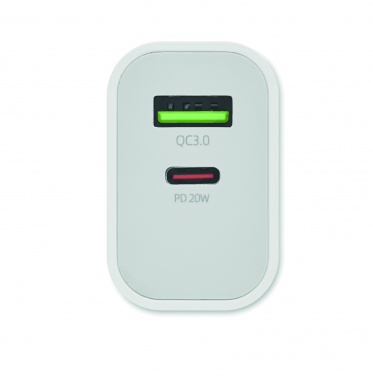 Logo trade promotional items picture of: 18W 2 port USB charger EU plug