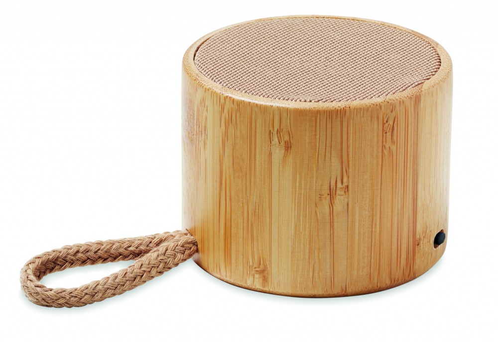 Logo trade promotional products picture of: Round bamboo wireless speaker
