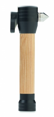 Logo trade corporate gift photo of: 3-in-1 bamboo flashlight with an emergency hammer and seatbelt cutter