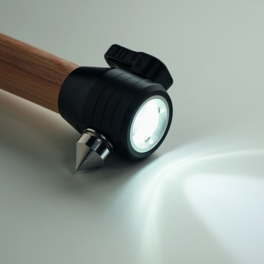 Logotrade promotional gifts photo of: 3-in-1 bamboo flashlight with an emergency hammer and seatbelt cutter