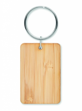 Logo trade advertising products image of: Rectangular bamboo key ring Riihimäki