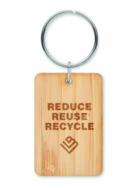 Logo trade promotional gifts image of: Rectangular bamboo key ring Riihimäki