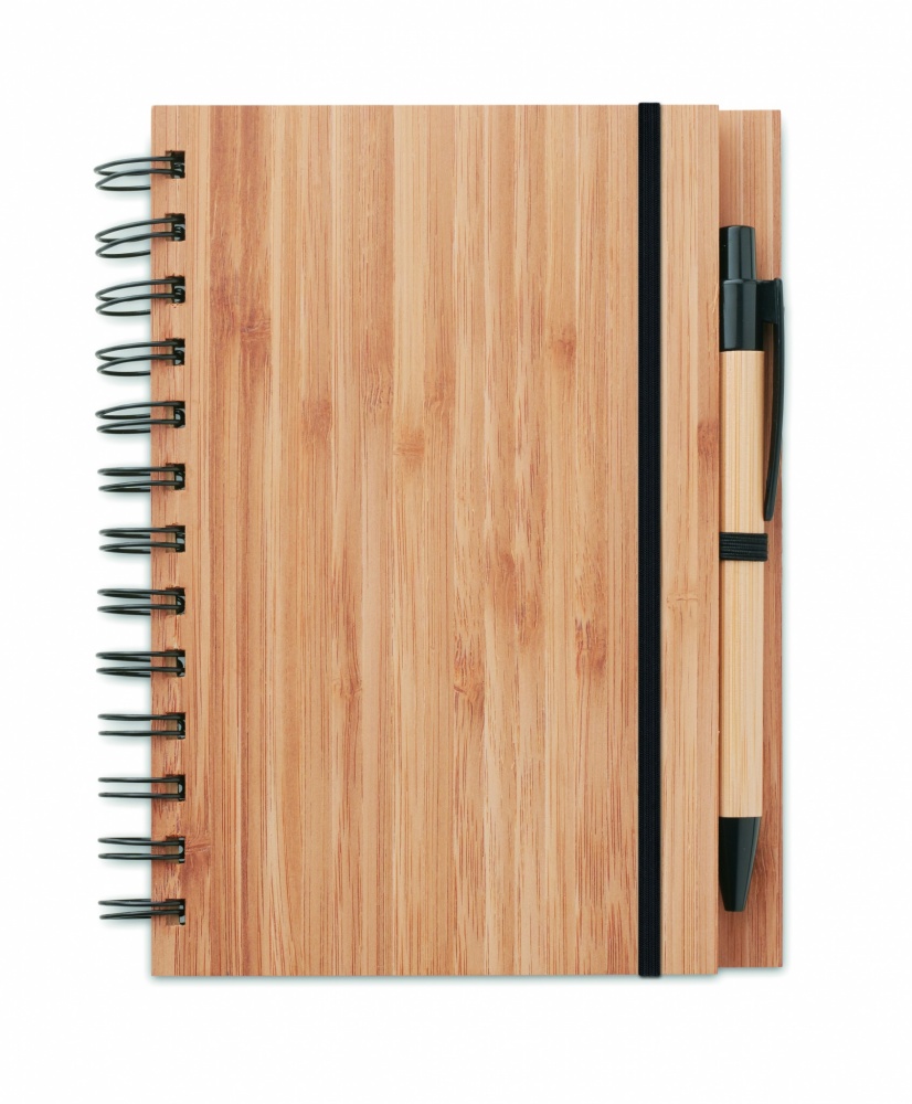 Logo trade business gift photo of: Bamboo notebook with pen lined BAMBLOC