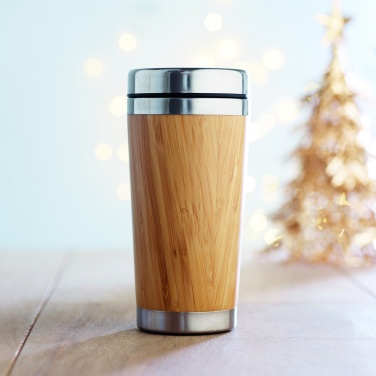 Logo trade corporate gifts picture of: Double wall bamboo flask 430ml