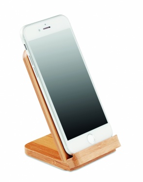 Logo trade corporate gifts image of: Bamboo wireless charge stand 5W WIRESTAND