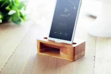 Logo trade corporate gifts image of: Bamboo phone stand-amplifier CARACOL