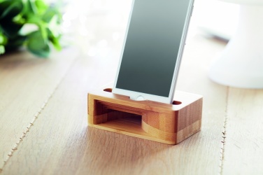 Logo trade business gift photo of: Bamboo phone stand-amplifier CARACOL