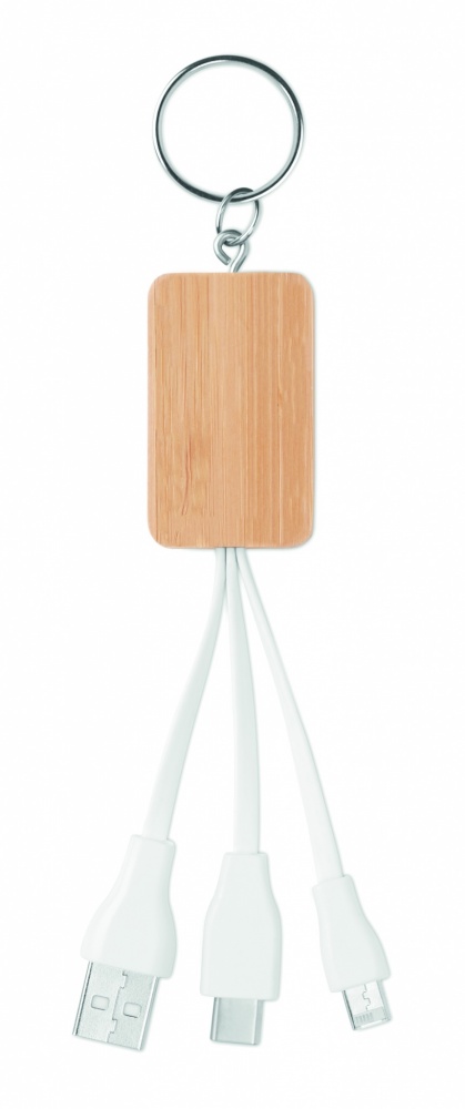 Logo trade promotional merchandise picture of: Bamboo 3-in-1 cable