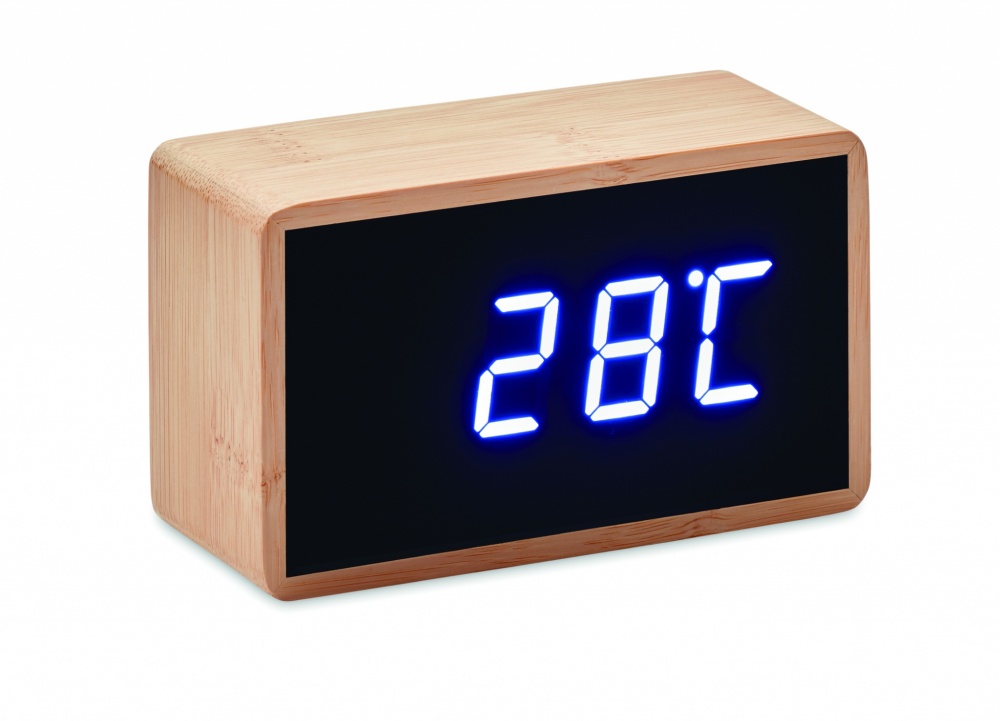 Logotrade promotional item image of: LED alarm clock bamboo casing Düsseldorf
