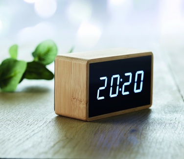 Logotrade corporate gift image of: LED alarm clock bamboo casing Düsseldorf