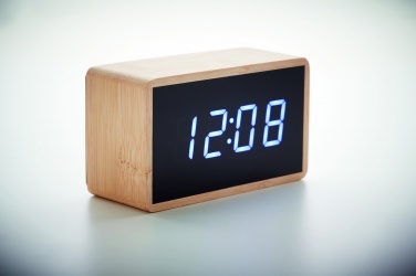 Logo trade promotional product photo of: LED alarm clock bamboo casing Düsseldorf