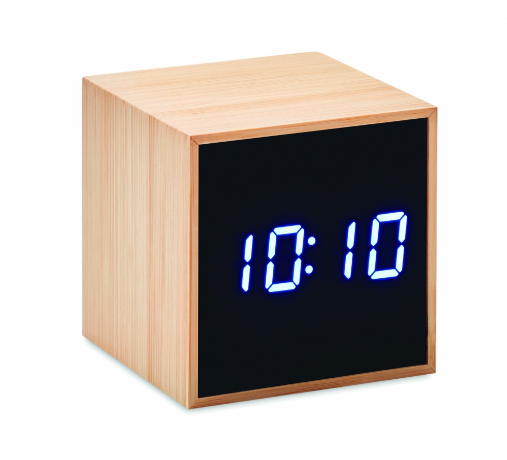 Logotrade promotional gifts photo of: LED alarm clock bamboo casing Dortmund