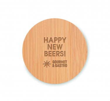 Logo trade promotional giveaway photo of: Bamboo bottle opener/ coaster DAKAI