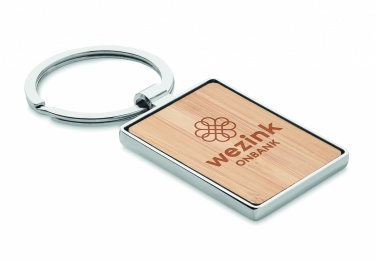 Logo trade promotional merchandise image of: Rectangular key ring bamboo WEST