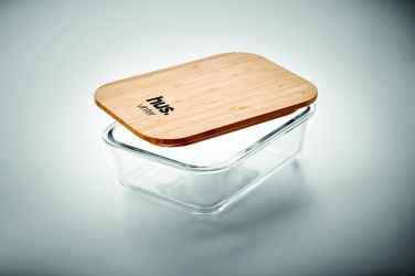 Logo trade advertising products image of: Glass lunchbox with bamboo lid