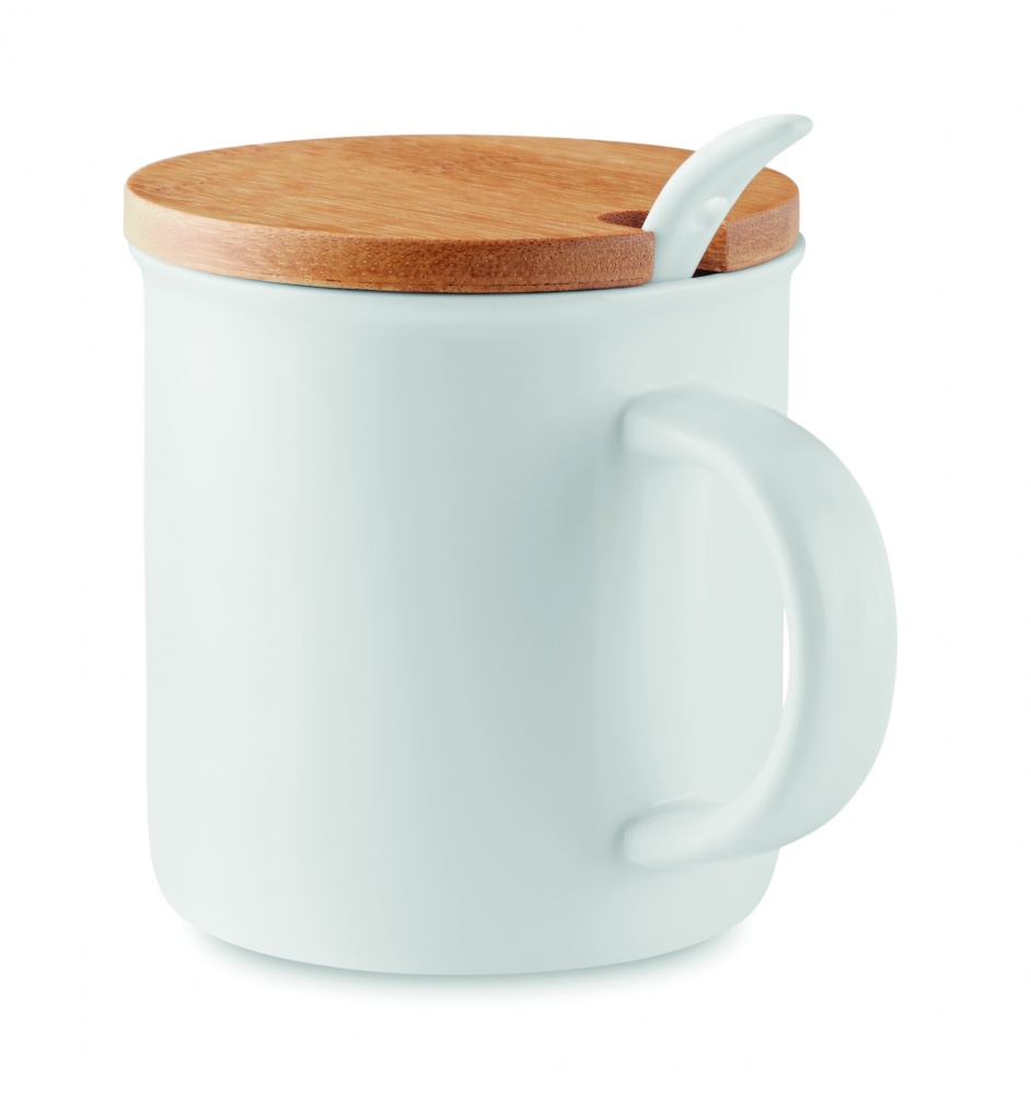 Logo trade promotional merchandise image of: Porcelain mug with spoon