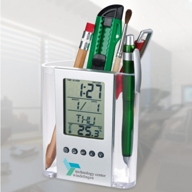 Logo trade promotional giveaways picture of: Acrylic desk pen holder MADRID