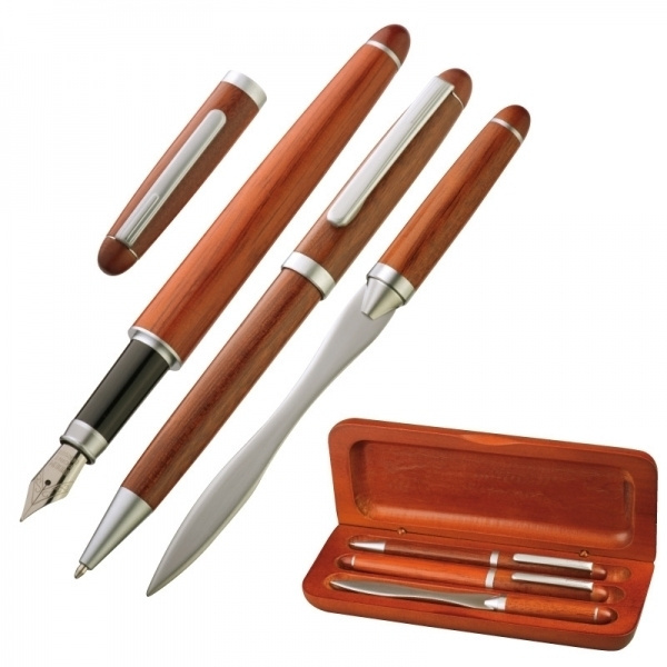 Logotrade advertising products photo of: Rosewood writing set BANGKOK