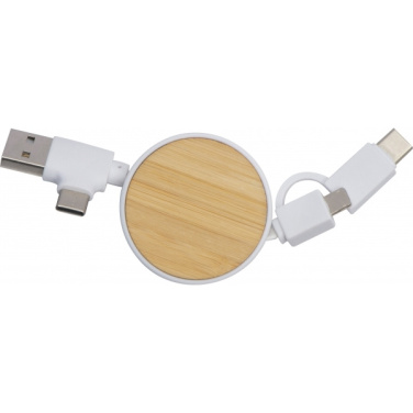 Logo trade promotional merchandise image of: Bamboo charging cable GRONINGEN