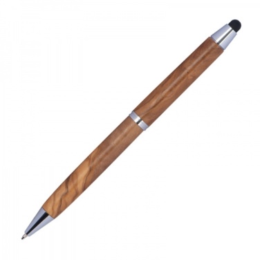 Logo trade promotional merchandise photo of: Wooden ballpen with touch function ERFURT