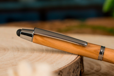 Logo trade promotional items image of: Wooden ballpen with touch function ERFURT