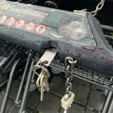 Logo trade promotional gifts image of: Keyring with shopping cart chip STICKIT