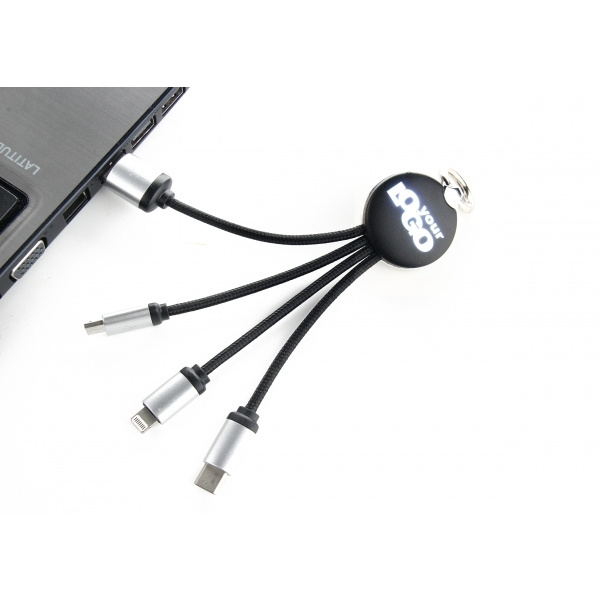 Logo trade promotional items picture of: 3in1 cable with enlighted logo for engraving, RXD-368