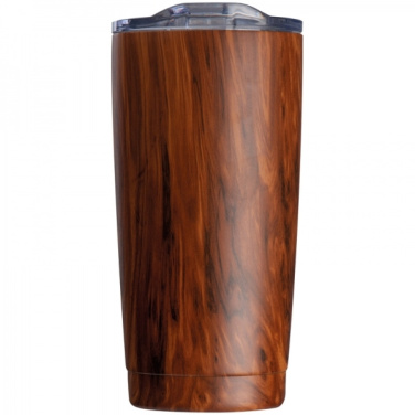 Logotrade promotional merchandise image of: Stainless steel mug with wooden look COSTA RICA 550 ml