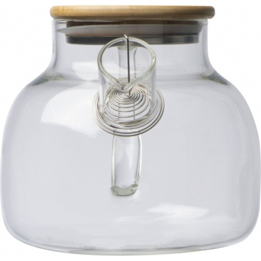 Logo trade promotional item photo of: Glass jug with bamboo lid FRANKFURT 1000ml