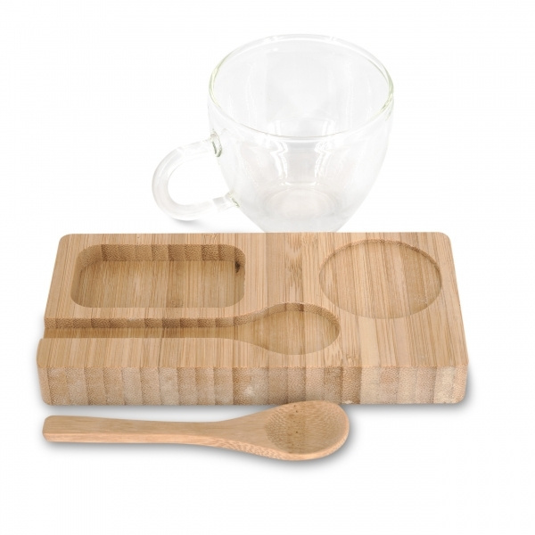 Logo trade corporate gifts image of: Tray with cup and spoon FORMOSA 150 ml