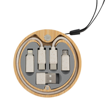 Logo trade promotional products picture of: 4in1 cable in wooden case, LH-ZM01