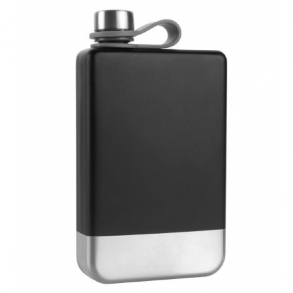 Logo trade promotional giveaways image of: Hip flask HALTI Schwarzwolf