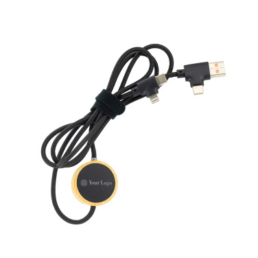Logo trade promotional products picture of: 4in1 long wooden cable with elighted logo for engraving