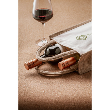 Logo trade promotional item photo of: Jute Canvas Double Wine Bag